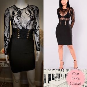 🖤<Fashion Nova> Lace Bandage Dress